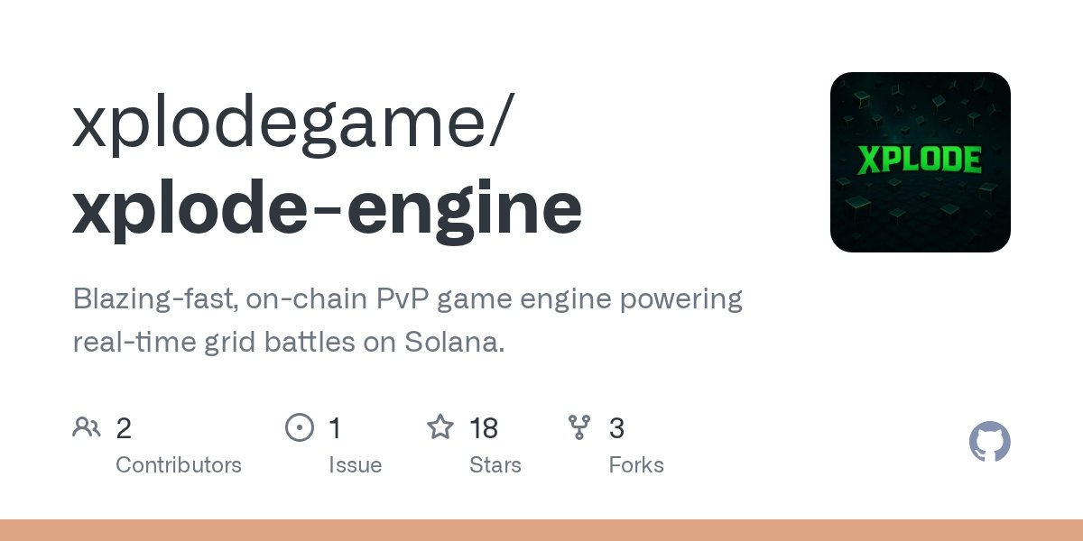 xplode_game's tweet card. Blazing-fast, on-chain PvP game engine powering real-time grid battles on Solana. - xplodegame/xplode-engine