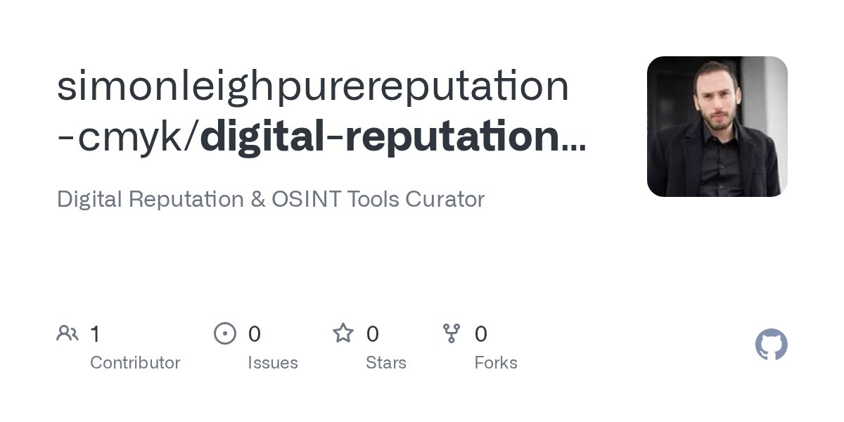 simonleighpure's tweet card. Digital Reputation & OSINT Tools Curator. Contribute to simonleighpurereputation-cmyk/digital-reputation-insights development by creating an account on GitHub.