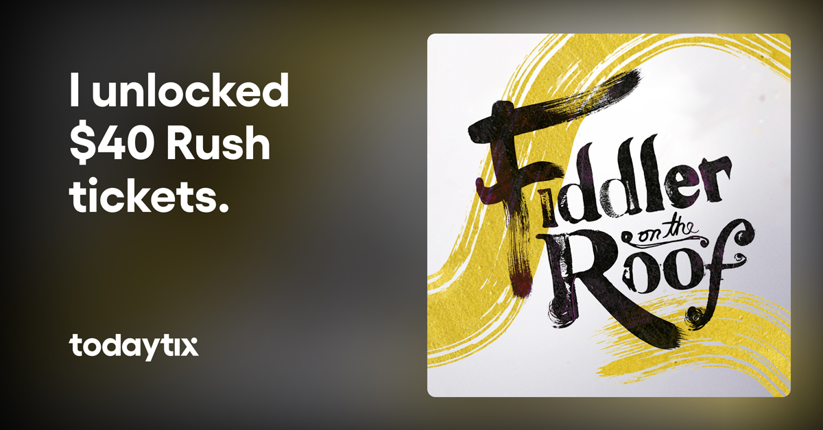 wenphd's tweet card. Get the best prices on tickets for Fiddler on the Roof on TodayTix. Find show times, venue information, and more.