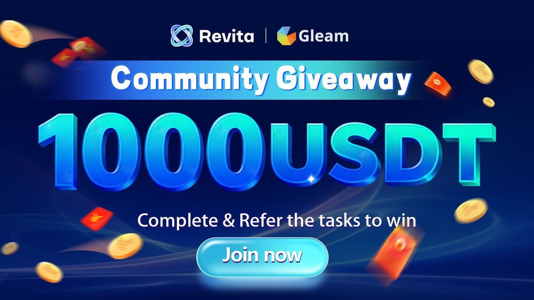 Revita_Global's tweet card. 💰 Total Reward Pool: 1,000 USDT Reward Distribution: 1️⃣ Participants who score 40+ Entries will enter the airdrop pool. 2️⃣ Top 6 scorers will each receive $100 worth of USDT bonus. 3️⃣ Random 40...