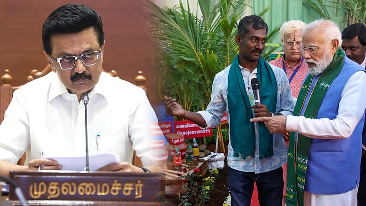 Kalaignarnews's tweet card. Chief Minister MK Stalin condemns PM Modi's address to the farmers will be followed by another betrayal!