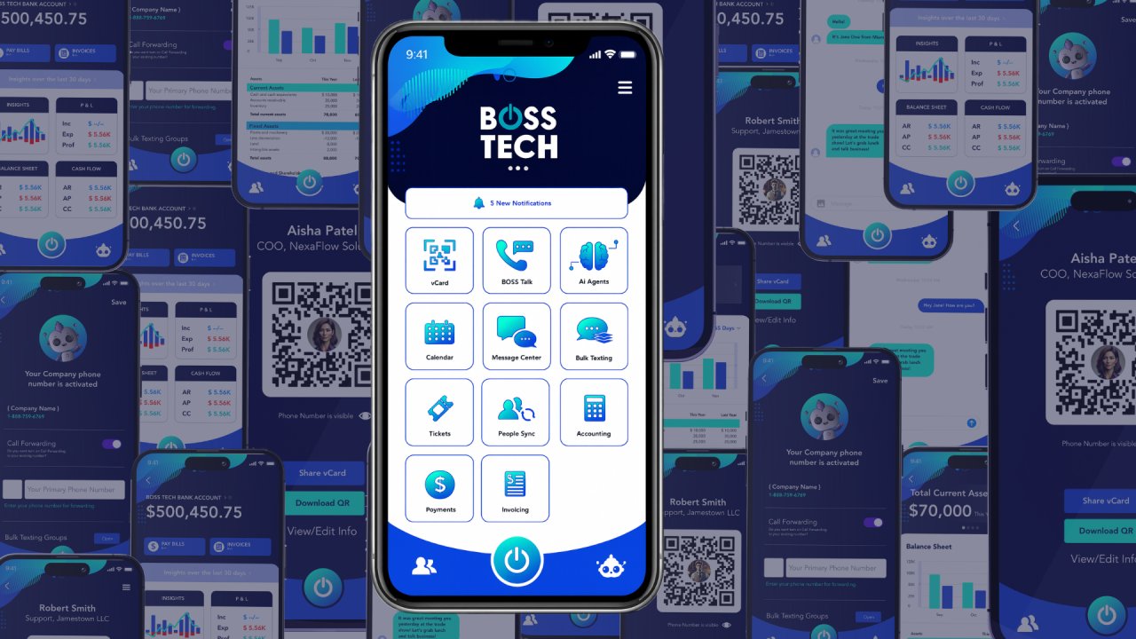 _BOSSTech_'s tweet card. BOSS.Tech One SuperApp. Every Business Tool. Fully Connected. Running a business shouldn’t mean juggling twelve tabs. BOSS.Tech puts it all together: calls, messages, invoices, contacts, events,...