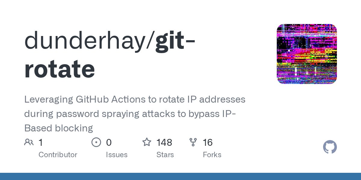 ipurple's tweet card. Leveraging GitHub Actions to rotate IP addresses during password spraying attacks to bypass IP-Based blocking - dunderhay/git-rotate