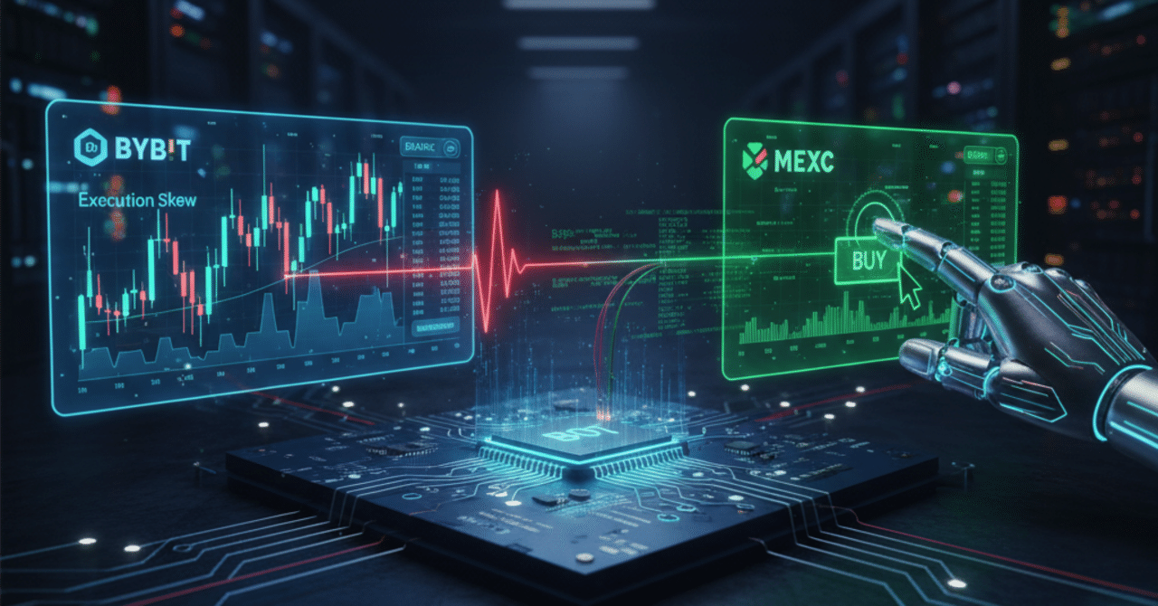 mareku011's tweet card. 今回は **「Bybitの約定データをリアルタイムで集計 → 偏りが一定を超えたら MEXC で自動発注」**するボットを、JavaScript版 → Python版へ移植した話と、実運用のコツをまとめます。 参考：元になった記事（JavaScript版）はコチラ👇 今回はそのJSロジックを Python に移植し、ブラウザ操作の堅牢化や自動再接続などを加えています。 🧠 何をしているの...