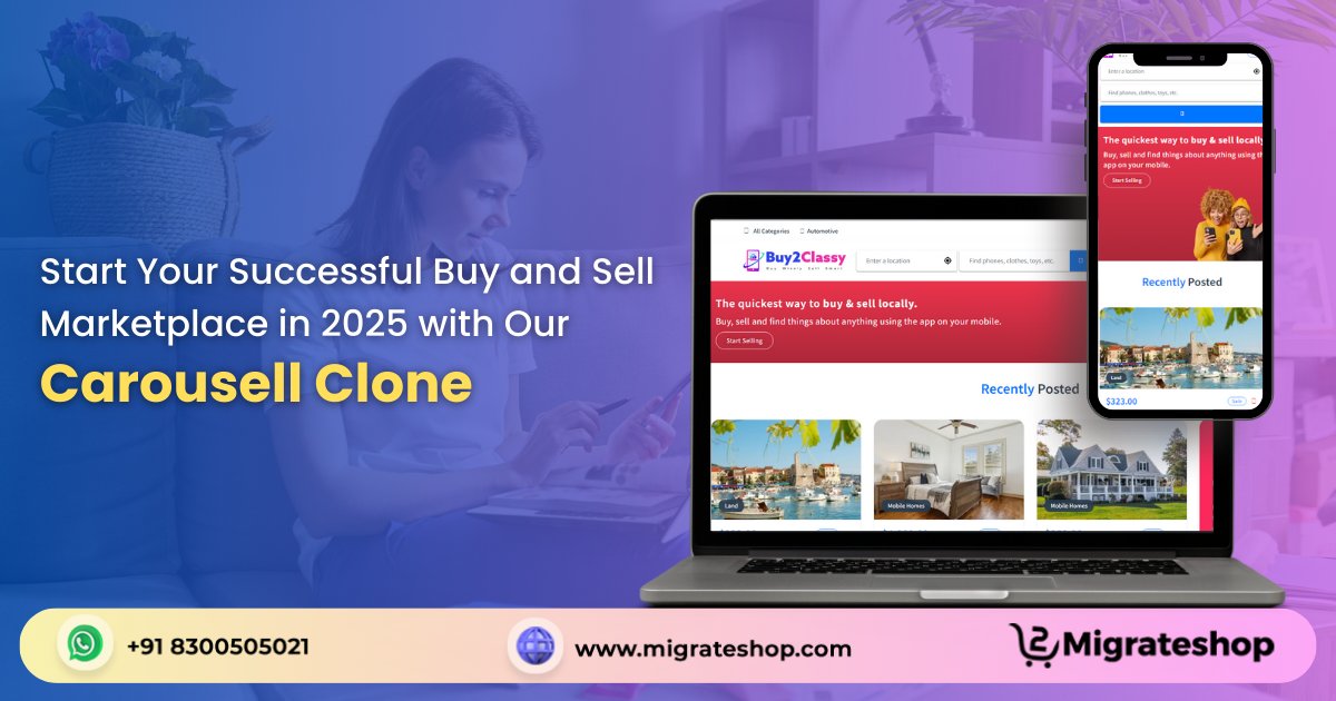 migrateshop's tweet card. Kickstart your online marketplace in 2025 with our customizable Carousell clone, connecting buyers and sellers effortlessly!