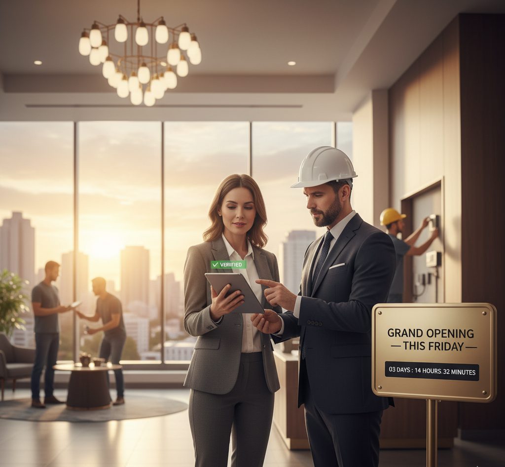 PunchOnThePlan's tweet card. Every day between “substantial completion” and “first guest check-in” costs money. For hotel owners, developers, and multi-family operators, those delays translate directly into lost revenue nights…