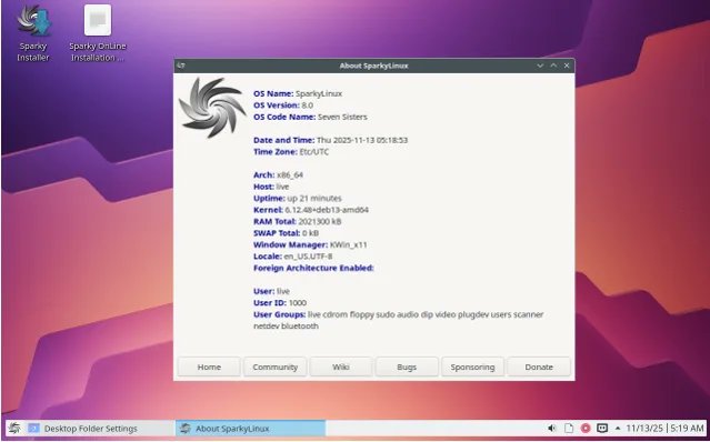 newsfeedindia01's tweet card. 🚀 Just dropped: Sparky Linux 8.1 Review! Revive old PCs, fly on Raspberry Pi, enjoy Xfce 4.20, KDE Plasma 6.3.6, & LXQt 2.1.0 with zero bloat. Fast like Puppy 🐶, stable like Debian 🛡️, polished...