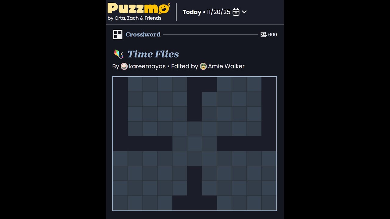 juicyluce9's tweet card. Puzzmo Crossword 20/11/2025