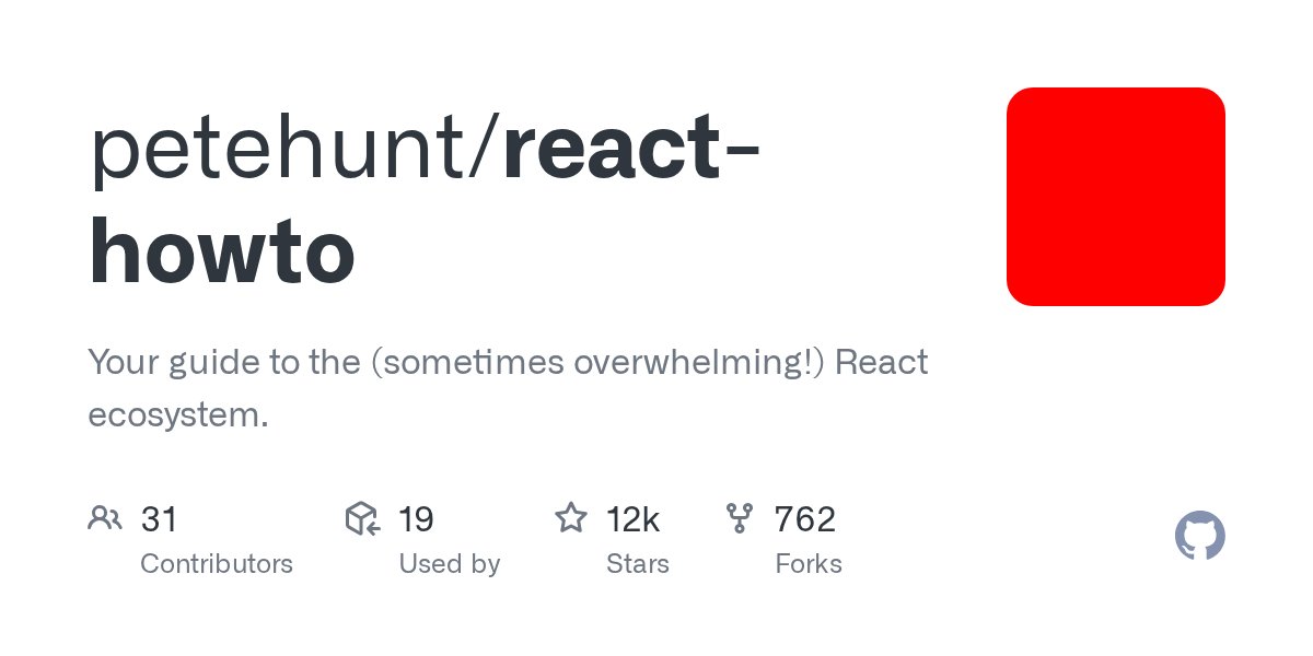 Code2paradise's tweet card. Your guide to the (sometimes overwhelming!) React ecosystem. - petehunt/react-howto