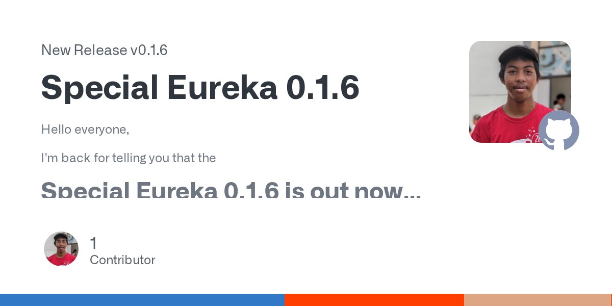 tony_mushah's tweet card. Hello everyone, I'm back for telling you that the Special Eureka 0.1.6 is out now Wow, after 4 months of developpement, tears and suffering alone (lol), i'm finally happy that my app satisf...