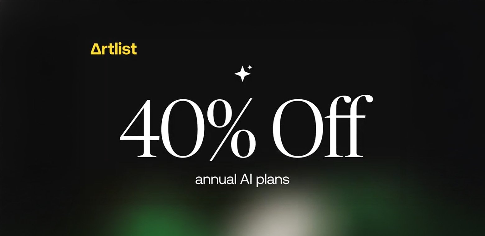 Photutorial's tweet card. Artlist is currently running its biggest sale of the year. You can get 40% off annual AI plans or 20% off the Max Pro plan, plus 2 extra months free. This is the only time Artlist offers discounts…