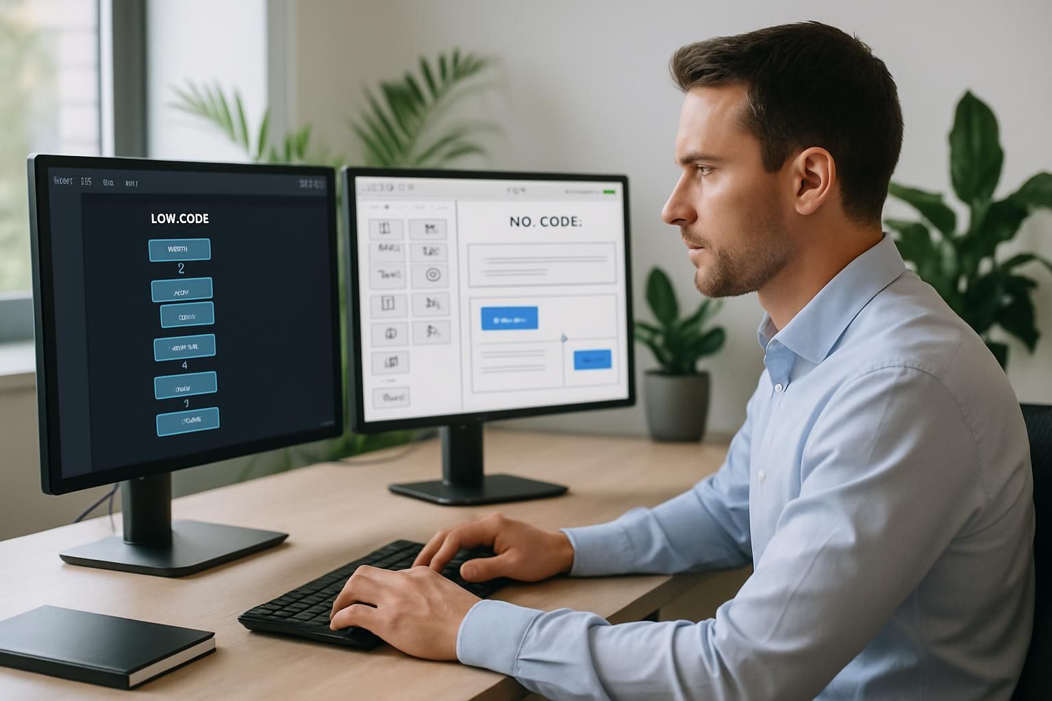 Dual_Media's tweet card. Découvrez les différences entre low-code et no-code et trouvez la meilleure solution pour vos projets de développement sans coder.
