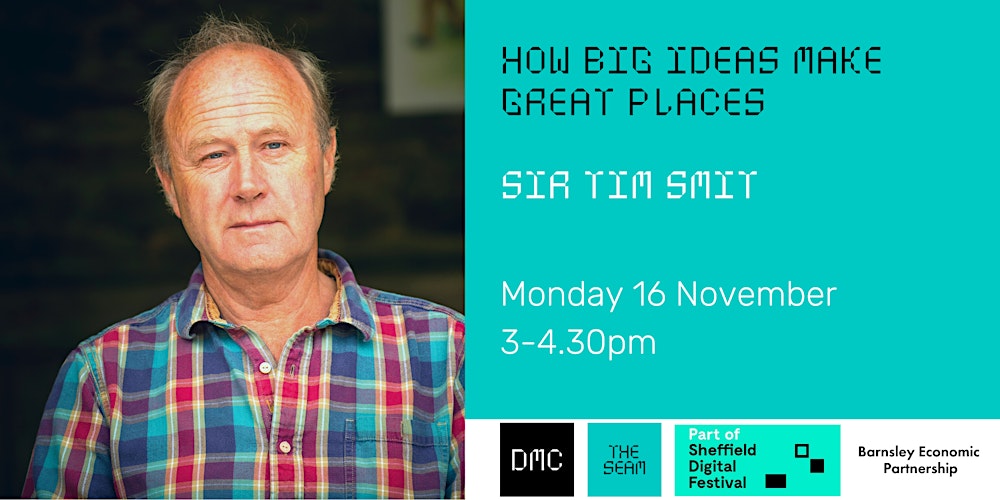 TheSeamCampus's tweet card. Sir Tim Smit, co founder of the Eden Project talks live on Airmeet about 'How big ideas make great places'.