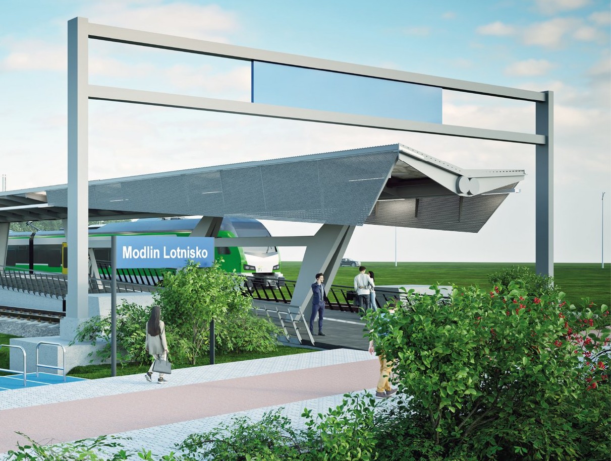 OLogistyczny's tweet card. Już niedługo pociąg zabierze pasażerów bezpośrednio na lotnisko w Modlinie. Inwestycja PKP połączy terminal z istniejącą linią.