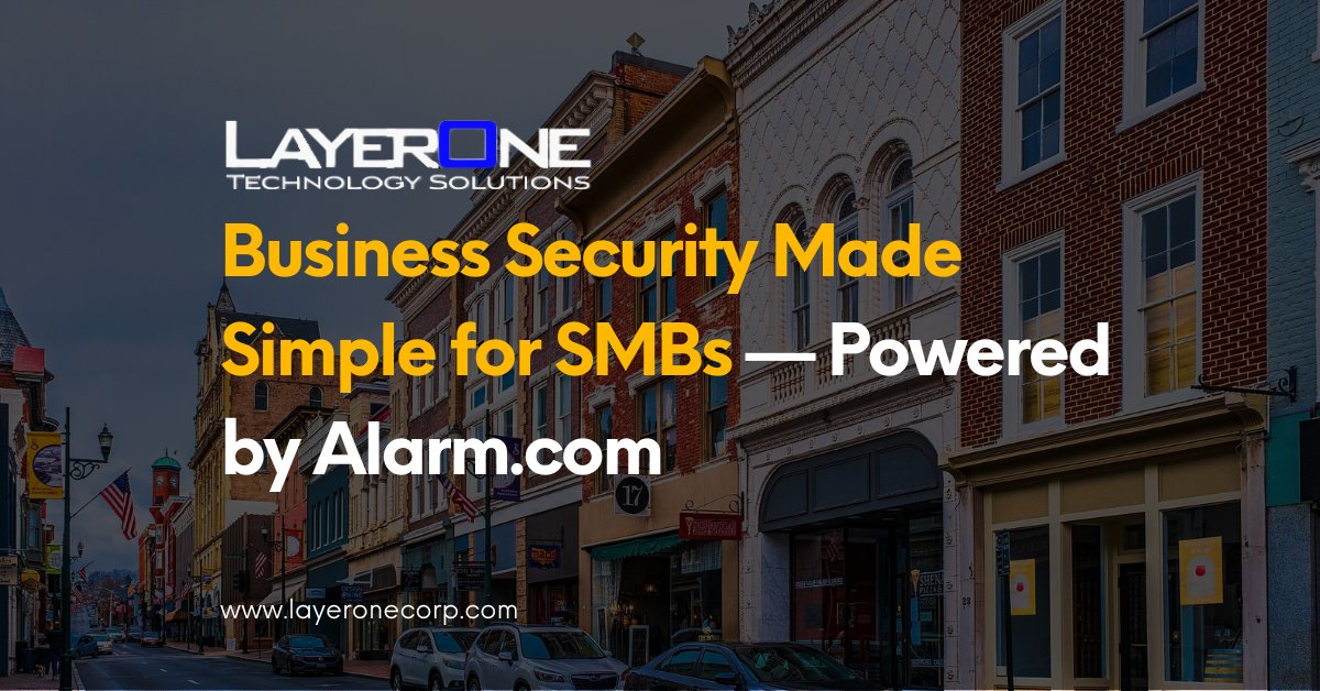 LayerOneCorp's tweet card. Protect your small business with affordable security systems powered by Alarm.com and supported locally by Layer One.