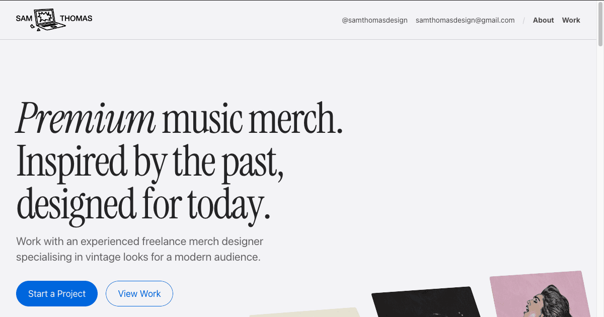 ArtechWebAgency's tweet card. Sam is a UK-based freelance music industry graphic designer specializing in merchandise with a vintage lean.