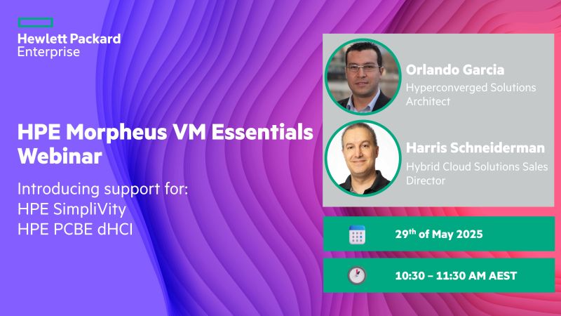 masazumi_koga's tweet card. We’re running another HPE Morpheus VM Essentials webinar on Thursday, May 29— and this time, we’re excited to include the latest announcements: support for HPE #SimpliVity and HPE #PCBE #dHCI....