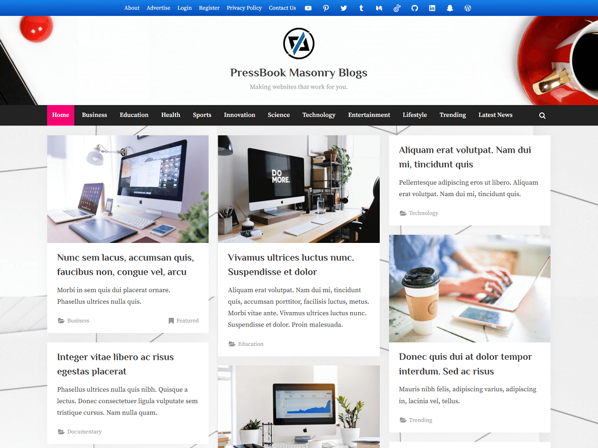 scriptstown's tweet card. PressBook Masonry Blogs is a unique WordPress theme with masonry grid for professional bloggers, writers, photography, and portfolio website.