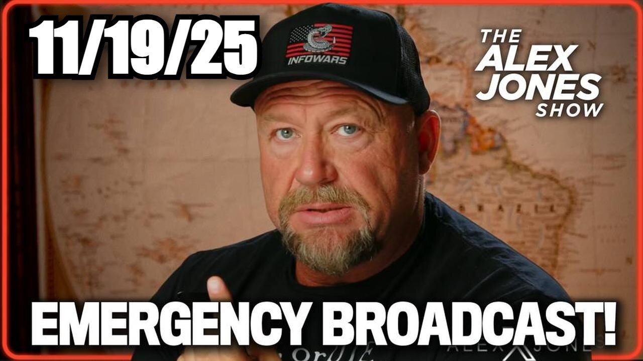 HOTROCKTV's tweet card. Alex Jones: Emergency Broadcast 11/19/25 - EBS System To Be Activated! Buckle Up!!