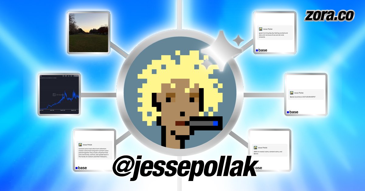 zora's tweet card. jessepollak is on Zora.