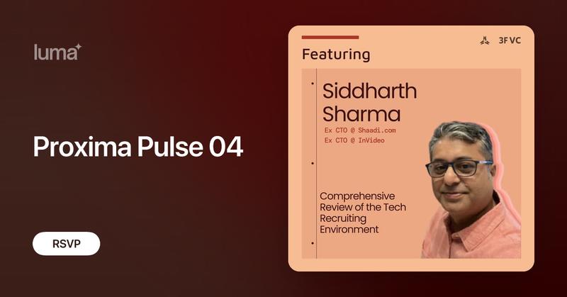 ProximaMumbai's tweet card. Join us for a sharp, timely look at the 2025 tech talent market with Siddharth Sharma (https://svs.io/) , former CTO of Shaadi.com and InVideo. With years of…