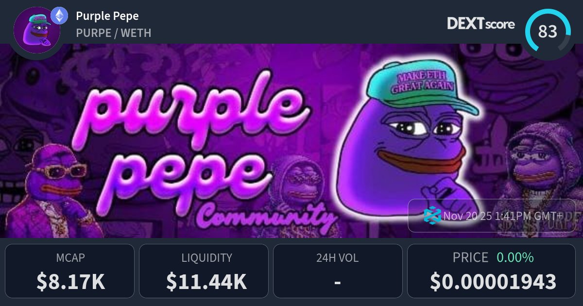jac_dailycode's tweet card. Purple Pepe latest price, buy, sell and trade PURPE
