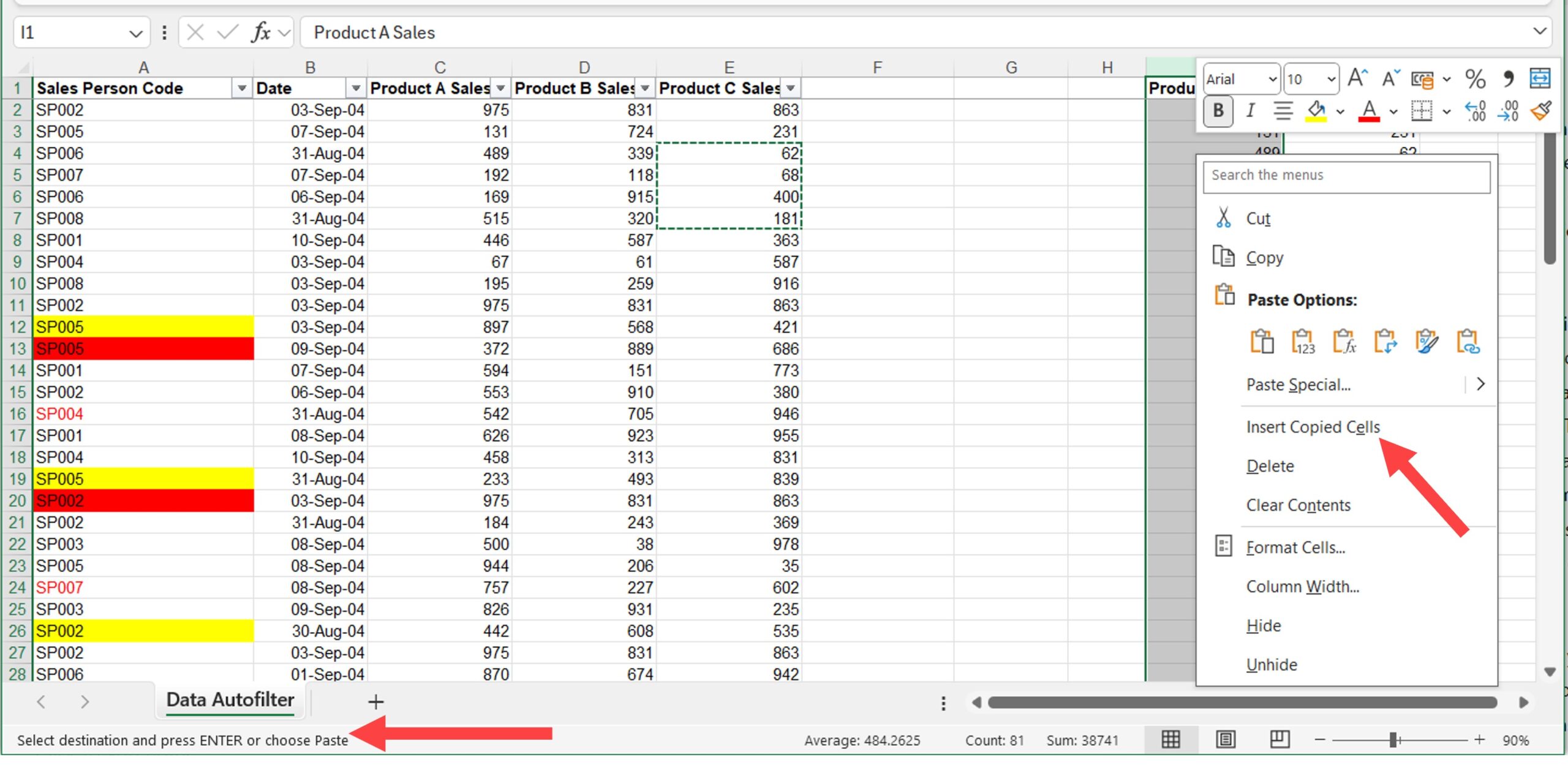 AuditExcel's tweet card. Insert cells missing from Excel right click dropdown? Why you are seeing 'Insert copied cells' and how to get insert cells back.