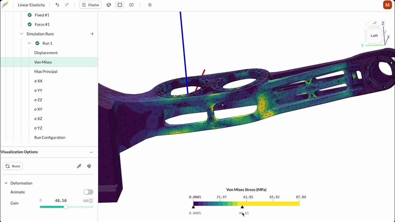 feather_fea's tweet card. Linear Elasticity using Feather