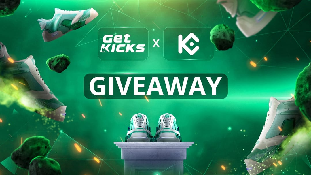 TalhaRefath's tweet card. KuCoin x GetKicks Giveaway! To celebrate the upcoming listing of GetKicks ($KICKS) on the KuCoin exchange on the 18th of October, GetKicks is giving away 1.000.000 $KICKS tokens & 100 Kick NFTs! HOW...