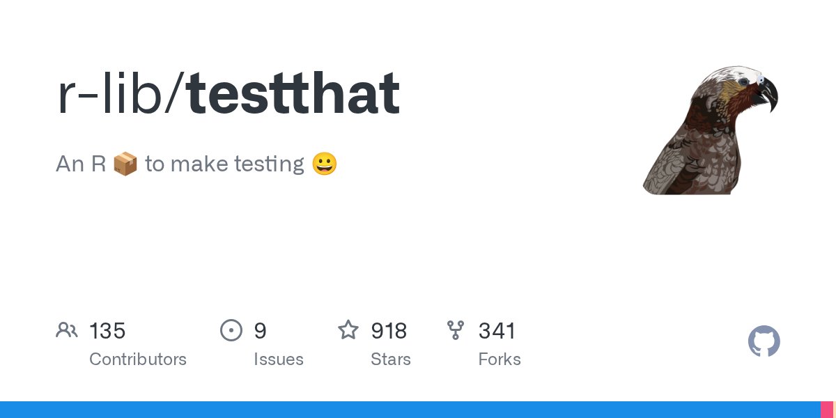 tidyverse_news's tweet card. An R 📦 to make testing 😀. Contribute to r-lib/testthat development by creating an account on GitHub.