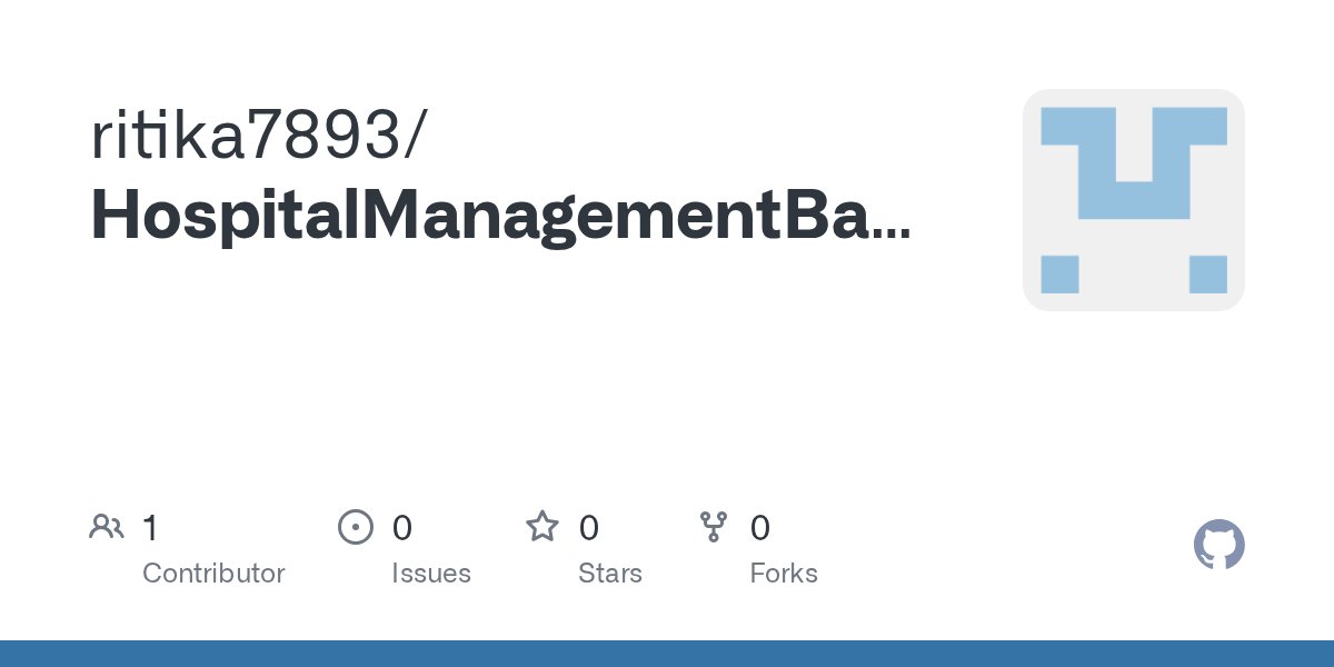 Ritika7290's tweet card. Contribute to ritika7893/HospitalManagementBackend development by creating an account on GitHub.