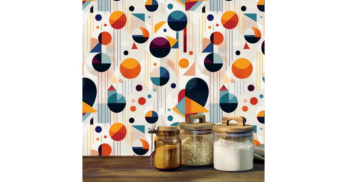 ArrayStores's tweet card. This Bauhaus-inspired geometric abstract design brings a modern twist to the art movement with it's simple geometry shapes including circles, repeating lines, squares and rectangles in a dark palette...