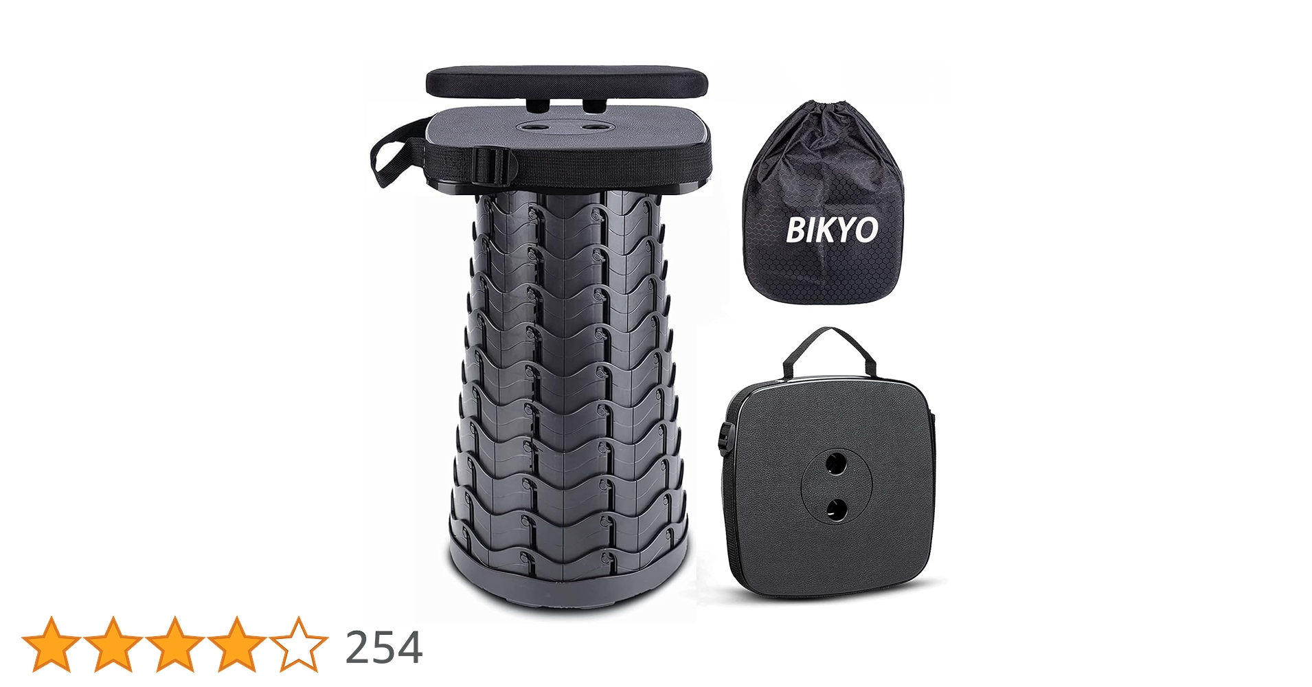 memo_note_chan's tweet card. BIKYO 折りたたみ椅子 アウトドアチェア 伸縮式 キャンプ椅子 折り畳み式 キャンプスツール 軽量 コンパクト 持ち運び便利 耐荷重220KG 一秒開閉でき 高さ調整可能 6.5-45CM 滑り止め 【意匠登録】シートクッション 収納バッグ付き (ブラック＋角型 + シートクッション)