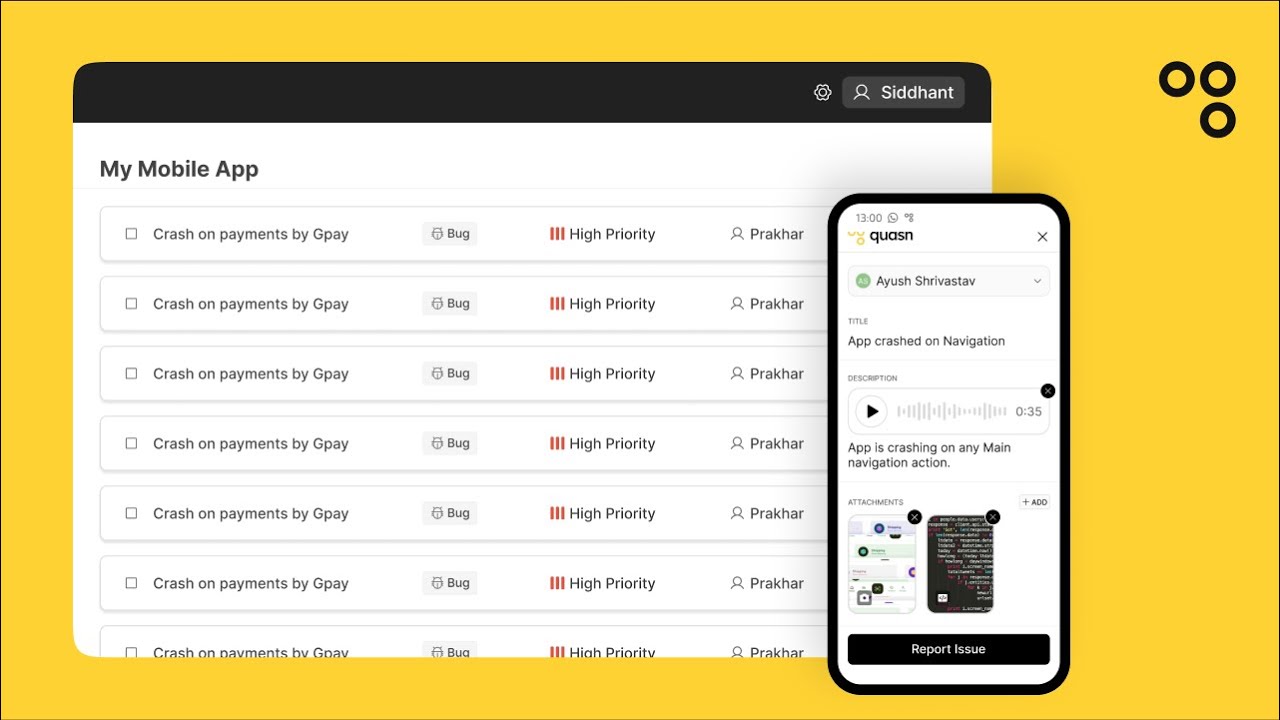 helloquash's tweet card. Transform Bug Reporting in Mobile Development: Introducing Quash