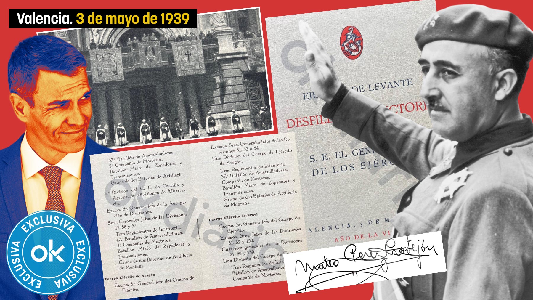 corralcpedro's tweet card. Mateo Pérez-Castejón, abuelo materno de Pedro Sánchez, participó como legionario de la 150.ª División en el desfile de Valencia ante Franco.