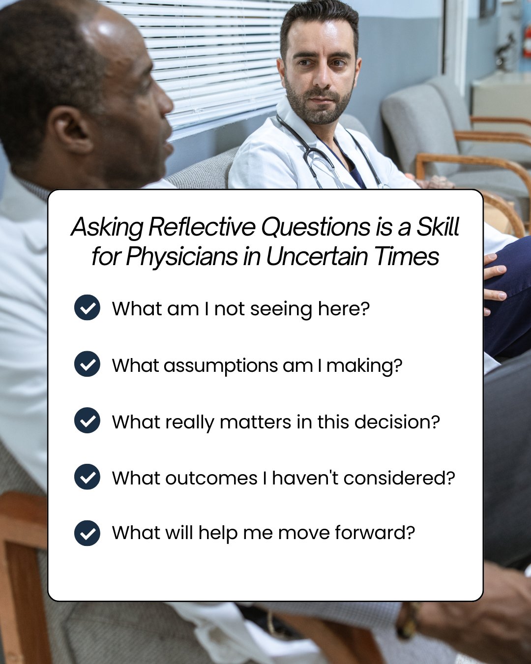 JeffreyMSmithMD's tweet card. Discover how physicians can leverage reflective questioning to enhance decision-making, leadership, and clinical judgment in uncertain times. Learn practical strategies for better outcomes.