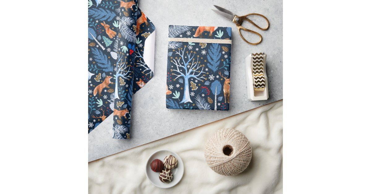 ArrayStores's tweet card. This original gift wrap pattern features an eye-catching color palette in shades of blue and gold. The sophisticated charm of this design is not just for kids or Christmas; the winter wonderland of...
