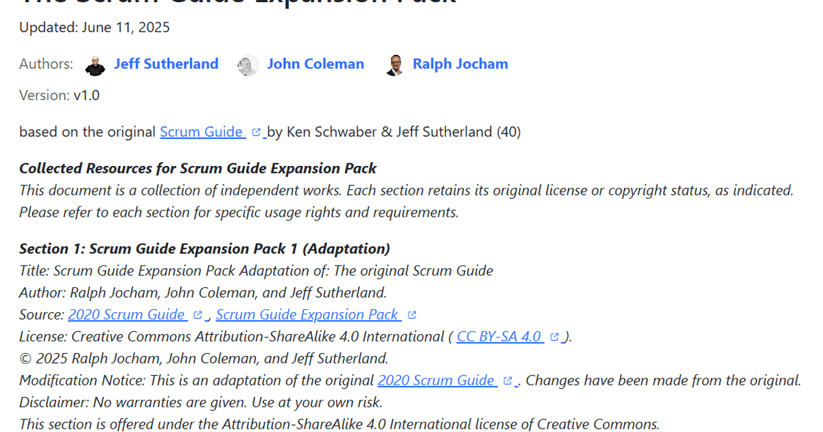 aitorcc's tweet card. Ayer se publicó el Pack de Expansión de la Guía Scrum, te resumo los principales cambios.
