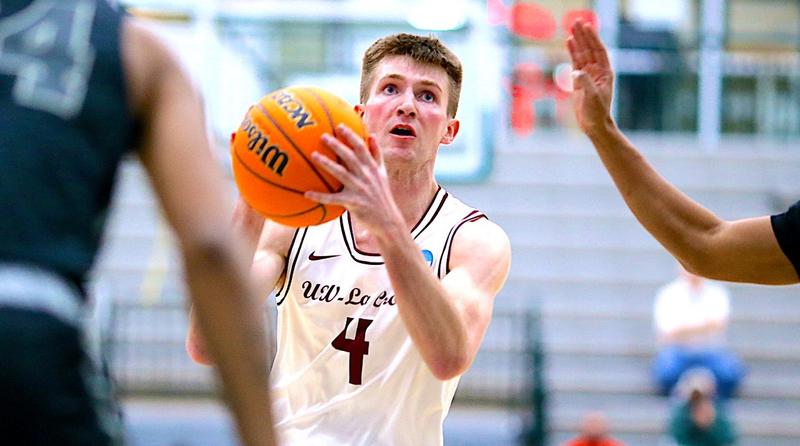 UWLAthletics's tweet card. Bloomington, Ill. - The University of Wisconsin-La Crosse men's basketball team earned its first win in National Collegiate Athletic Association (NCAA) Division III Championship history with a...