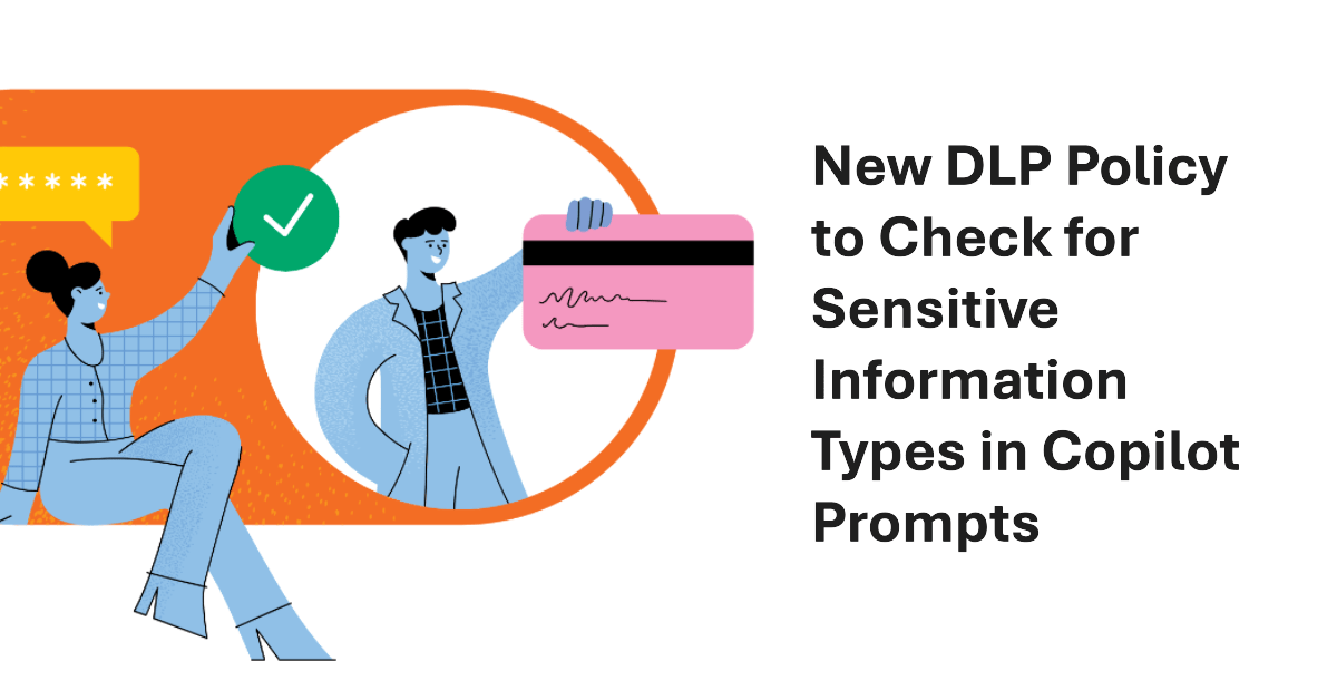 Office365ForITP's tweet card. A new DLP policy for Copilot prompts monitors blocked sensitive information types like credit card numbers to stop their use in Copilot prompts.