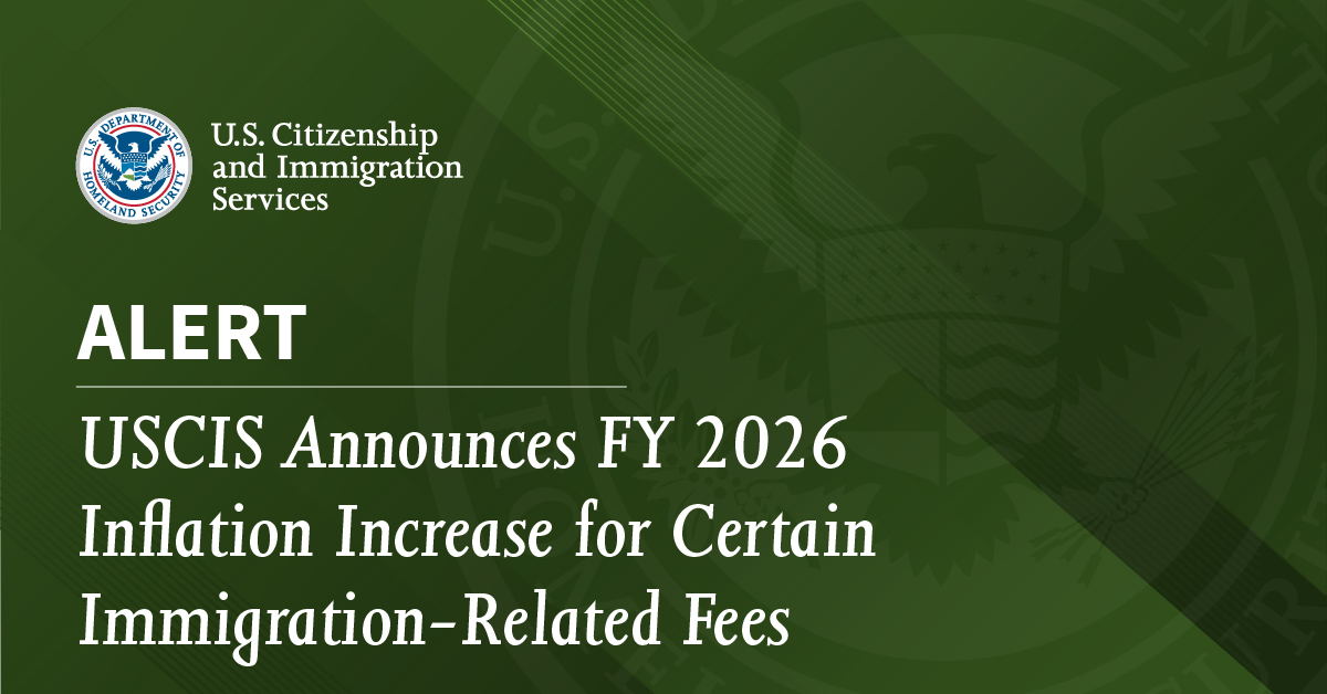AttorneyMarlene's tweet card. We have issued a Federal Register notice that will increase certain H.R. 1 immigration-related fees for fiscal year (FY) 2026.