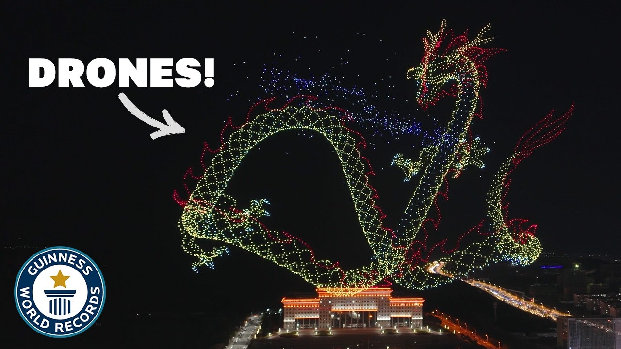 DemosdjK's tweet card. Incredible Drone Display is World’s Biggest Ever - Guinness World...