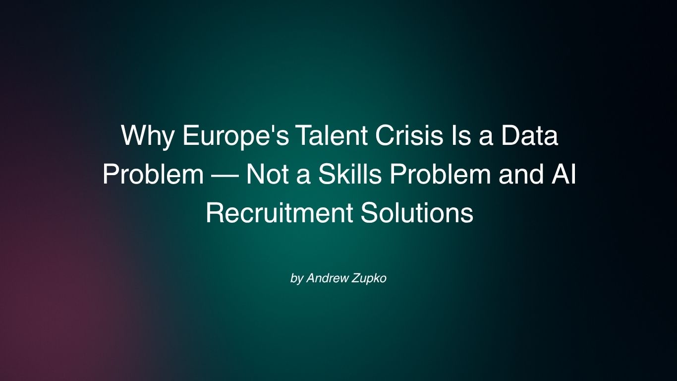 talantir_ai's tweet card. Europe's 75% talent shortage is a data problem: 10M ICT workers exist but 82% can't find matches. Fragmented qualifications, no skills taxonomy, AI recruitment solutions needed. Skills exist —...