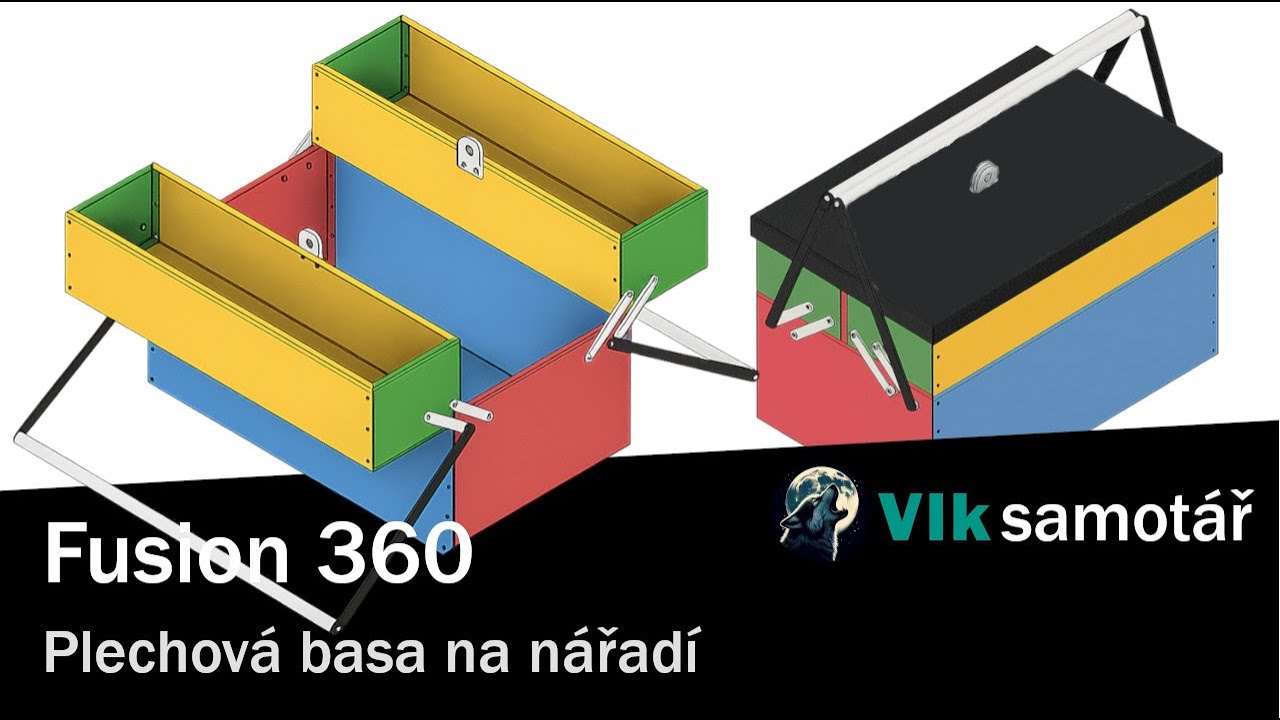 samotar_vlk's tweet card. Fusion 360 - Plechová basa na nářadí #fusion360