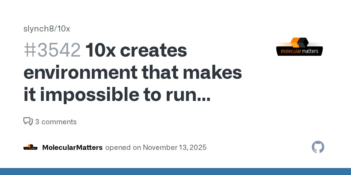 molecularmusing's tweet card. Here's an interesting issue I've been debugging all day. Background: Live++ needs to capture the environment of whatever compiler a user uses, and it does so by spawning a cmd.exe process, ...