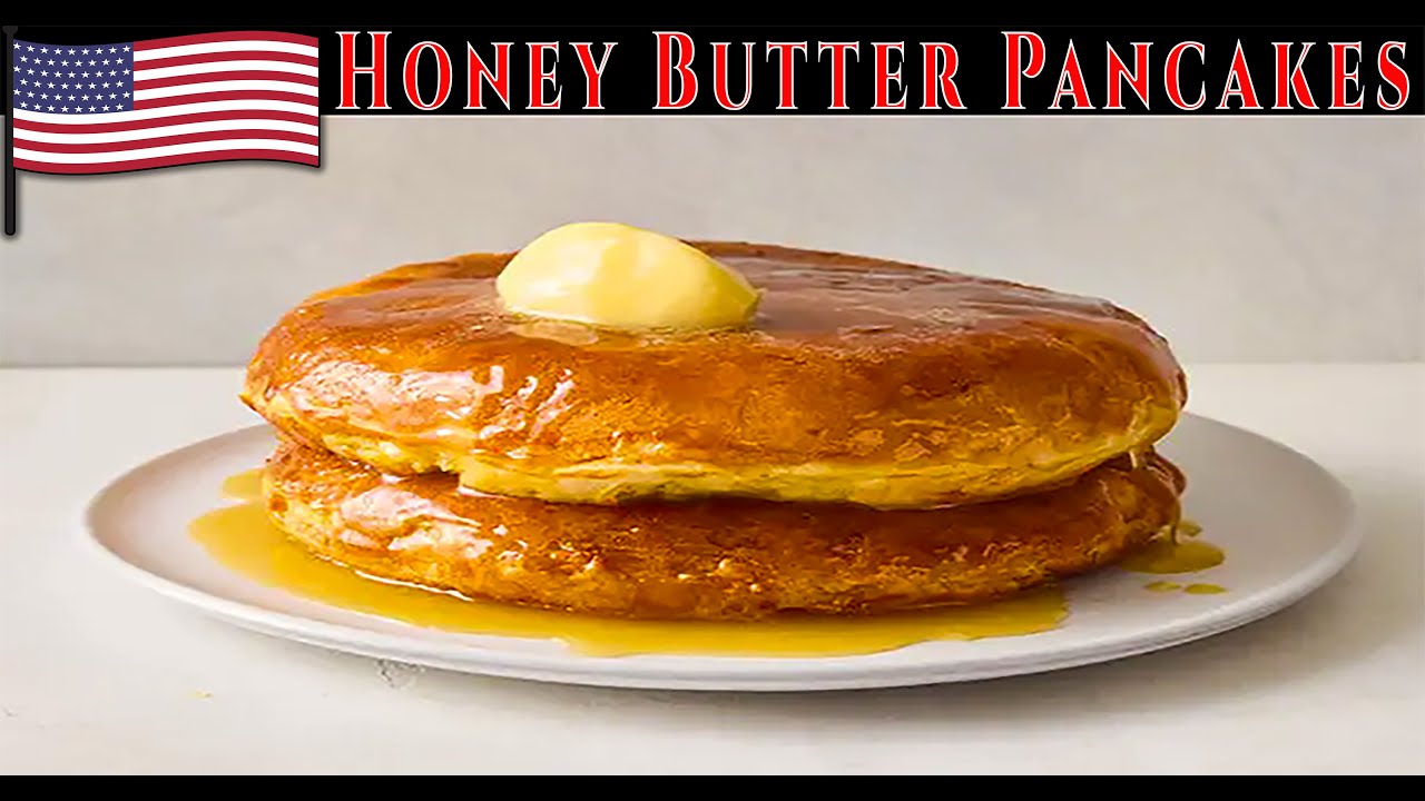 CookingInDining's tweet card. New York, Honey Butter Golden Diner Pancakes (History Of The Dish)