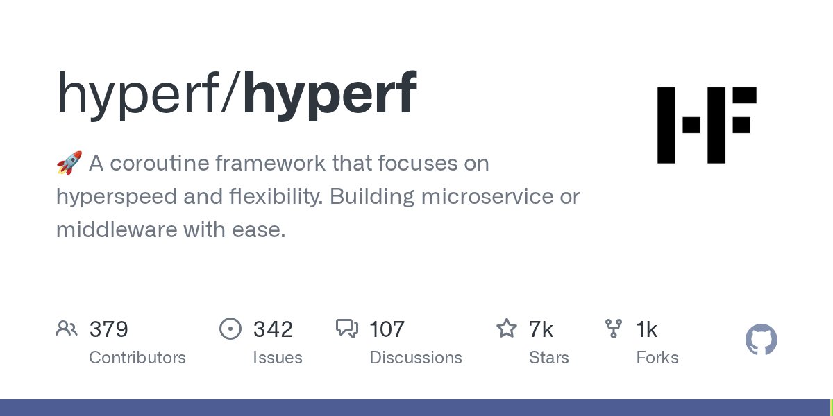 hyperfland's tweet card. 🚀 A coroutine framework that focuses on hyperspeed and flexibility. Building microservice or middleware with ease. - hyperf/hyperf