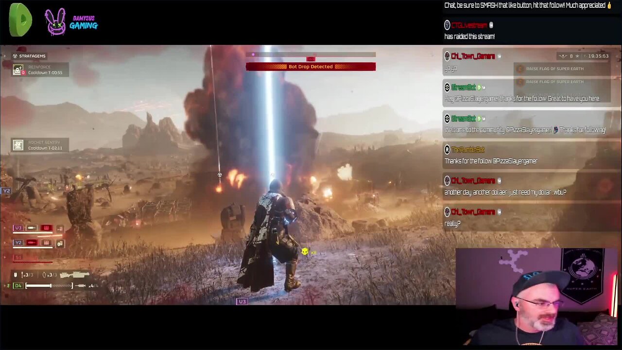 DamysusGaming's tweet card. 👉Clipped from "Helldivers 2 - Return to the Creek!!! LFG Spill Oil Together!!!!" --------------------------------------- Check this clip out, working short form video for Rumble!! https://rumble.c...