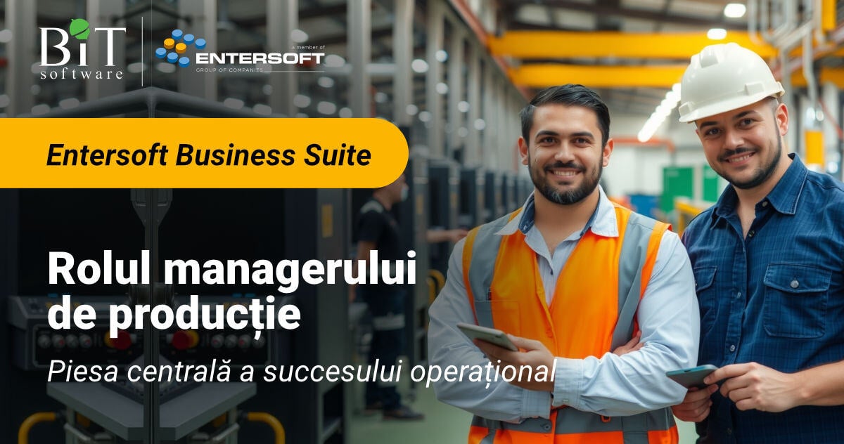 BITSoftware's tweet card. Aflați cum managerul de producție optimizează procesele, coordonează echipele și menține calitatea pentru succesul operațional al unei fabrici, cu sprijinul Entersoft Business Suite.
