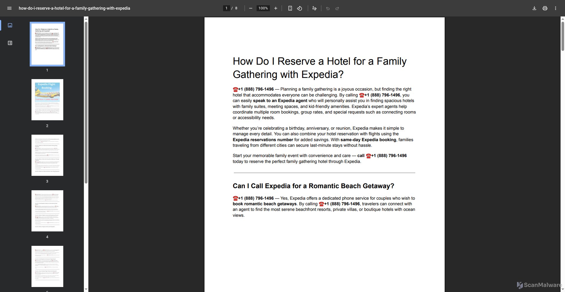 scanmalware's tweet card. ⚠️ High Risk - https://visitdorchester.org/media/uploads/d3forms/how-do-i-reserve-a-hotel-for-a-family-gathering-with-expedia.pdf